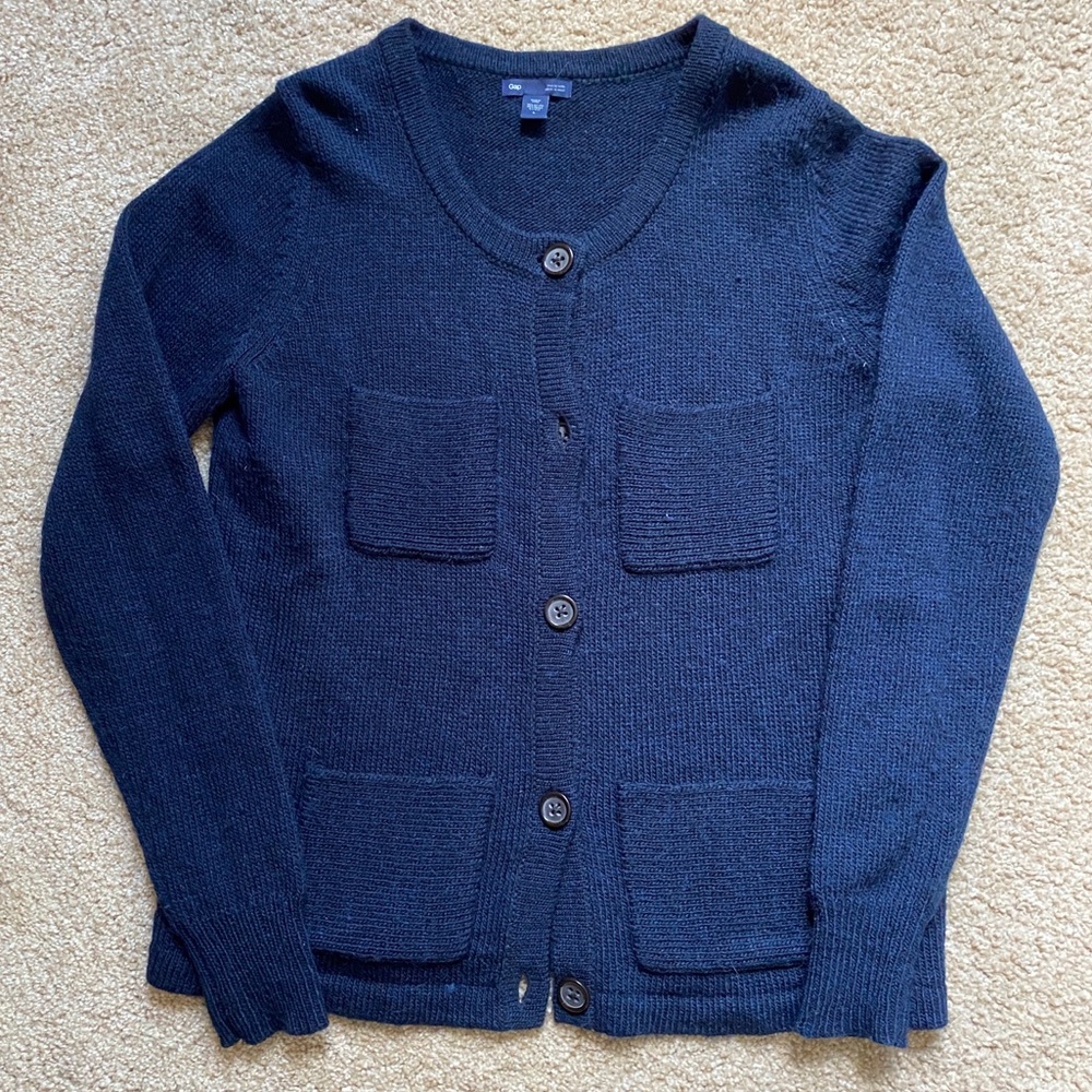 GAP Navy Blue Button-Up Pocket Cardigan